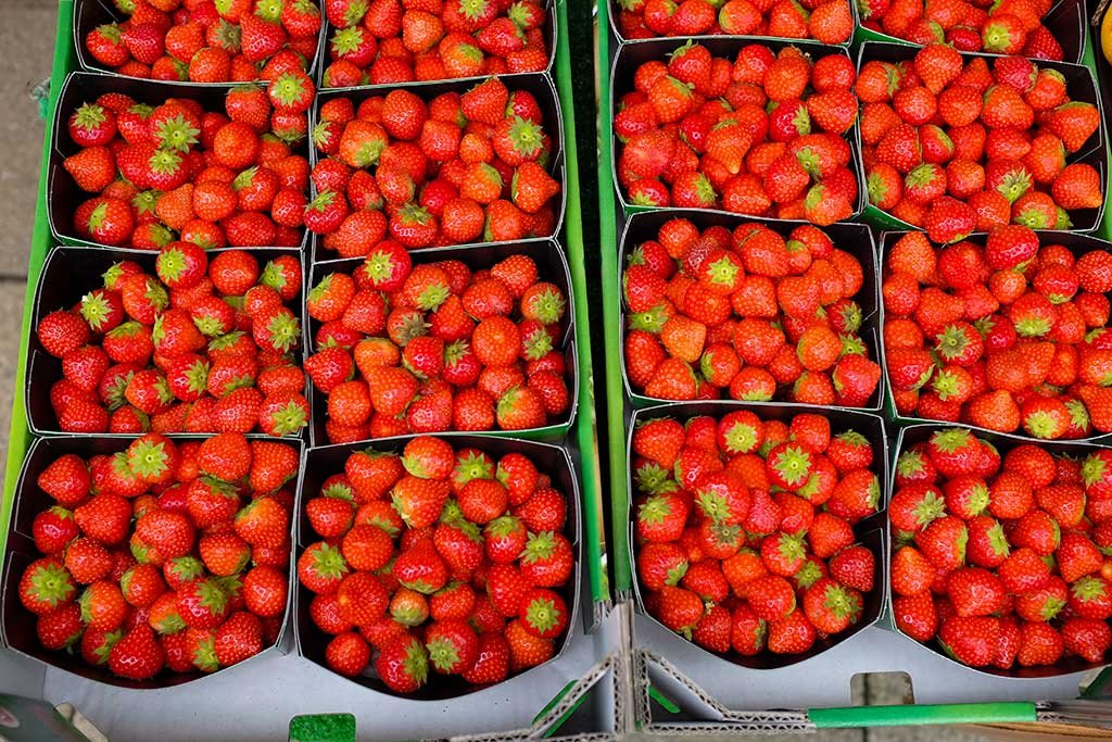 Strawberries at the market in Bridport