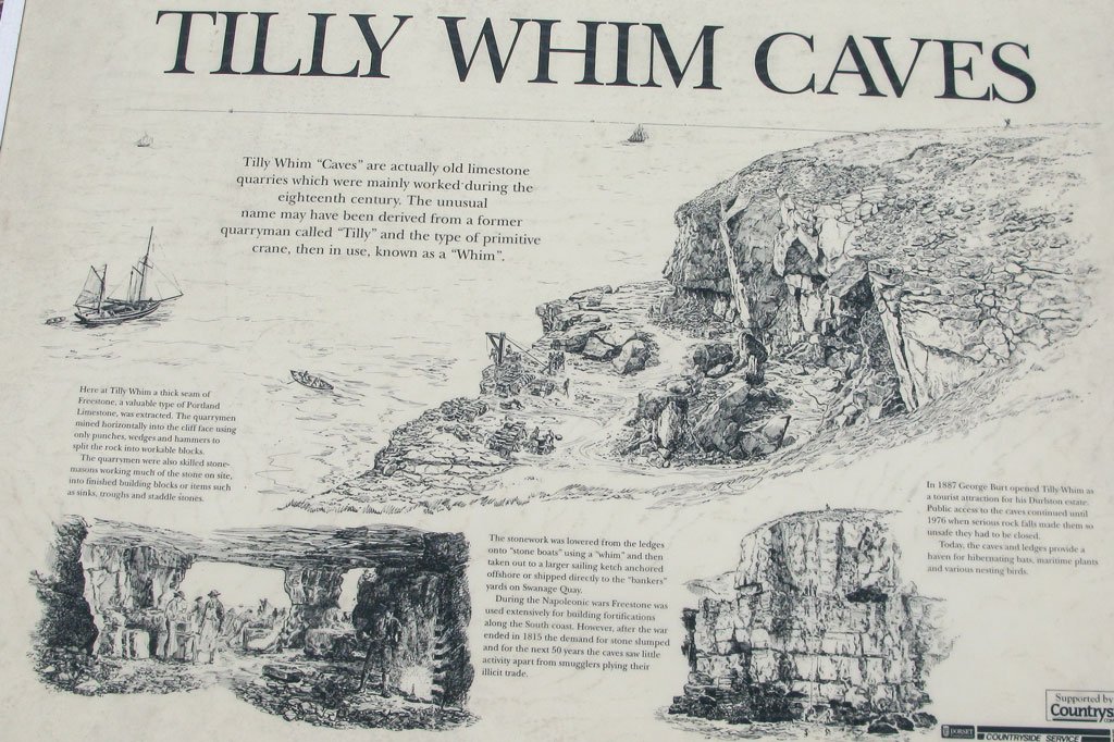 Tilly Whim Caves Information board