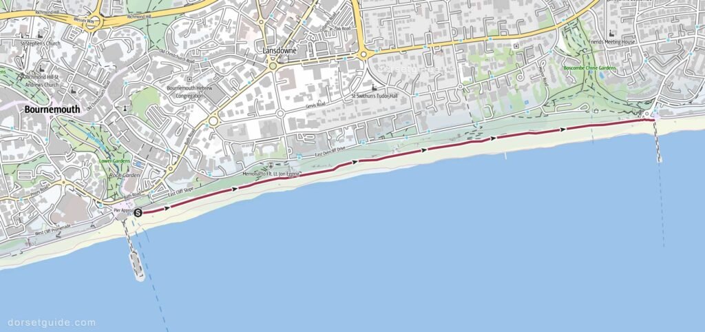 Bournemouth Pier to Boscombe Pier Walk Map