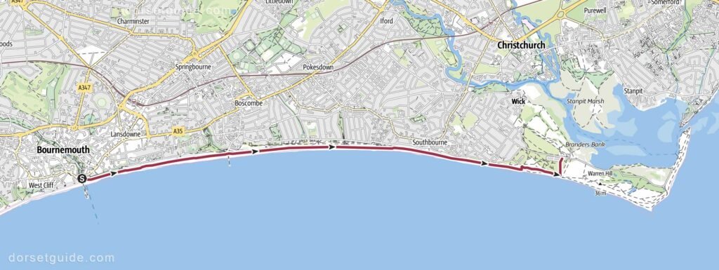 Bournemouth Pier to Hengistbury Head Walk Map