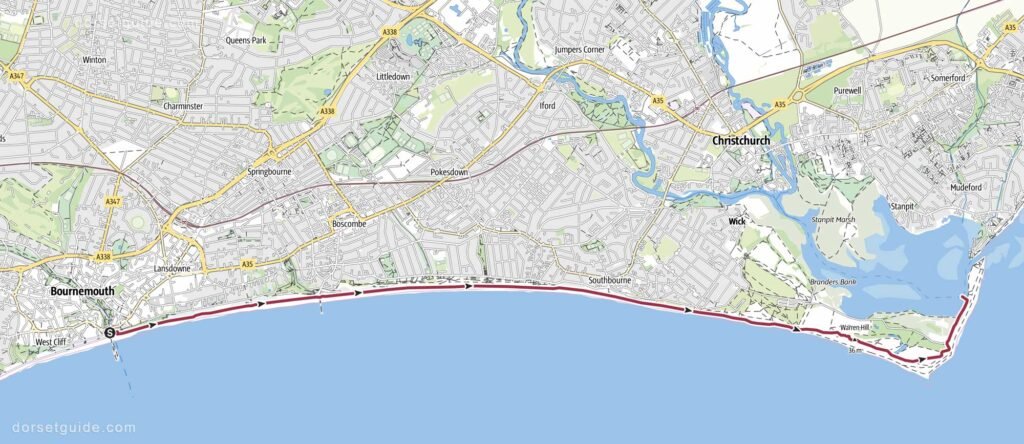 Bournemouth Pier to Mudeford Sandbank Walk Map