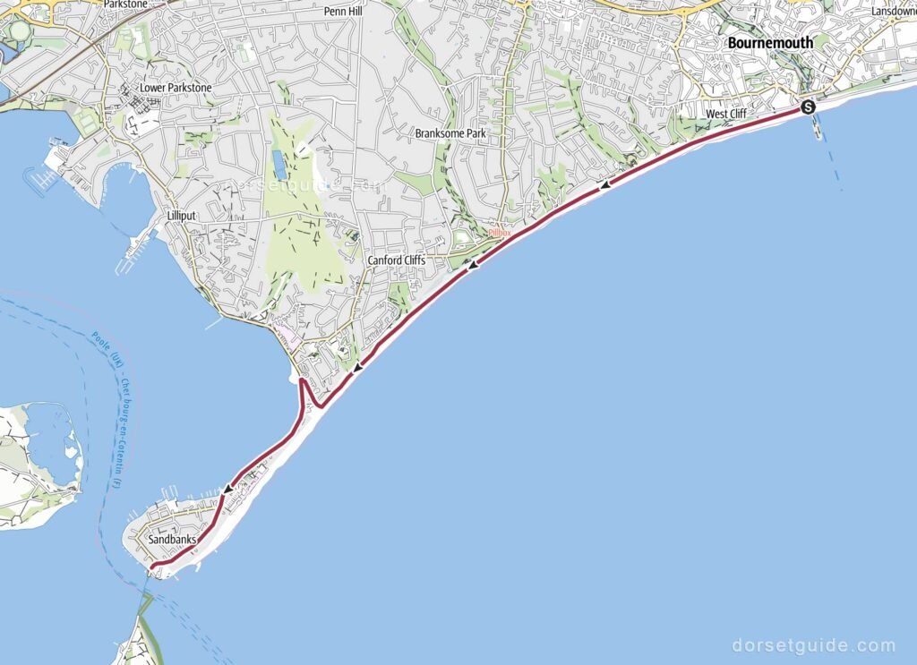 Bournemouth Pier to Sandbanks Ferry Walk Map