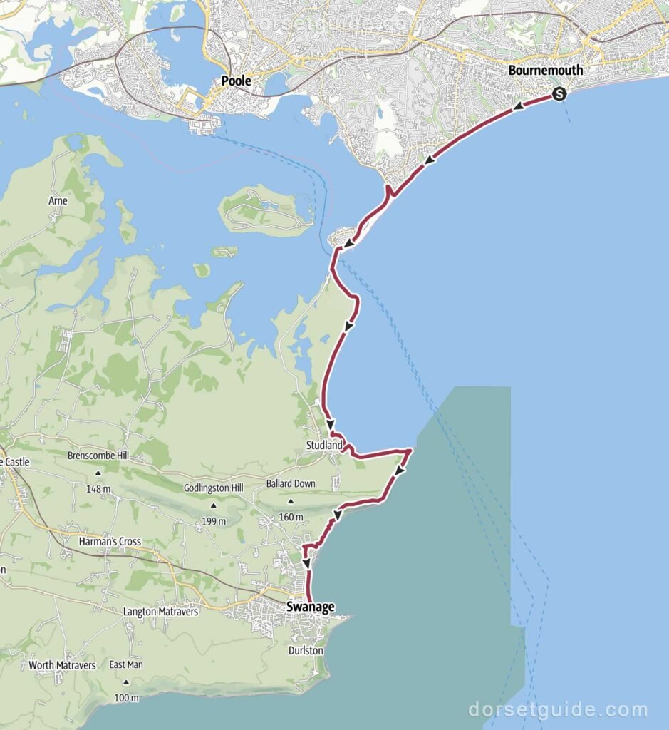 Bournemouth Pier to Swanage Walk Map