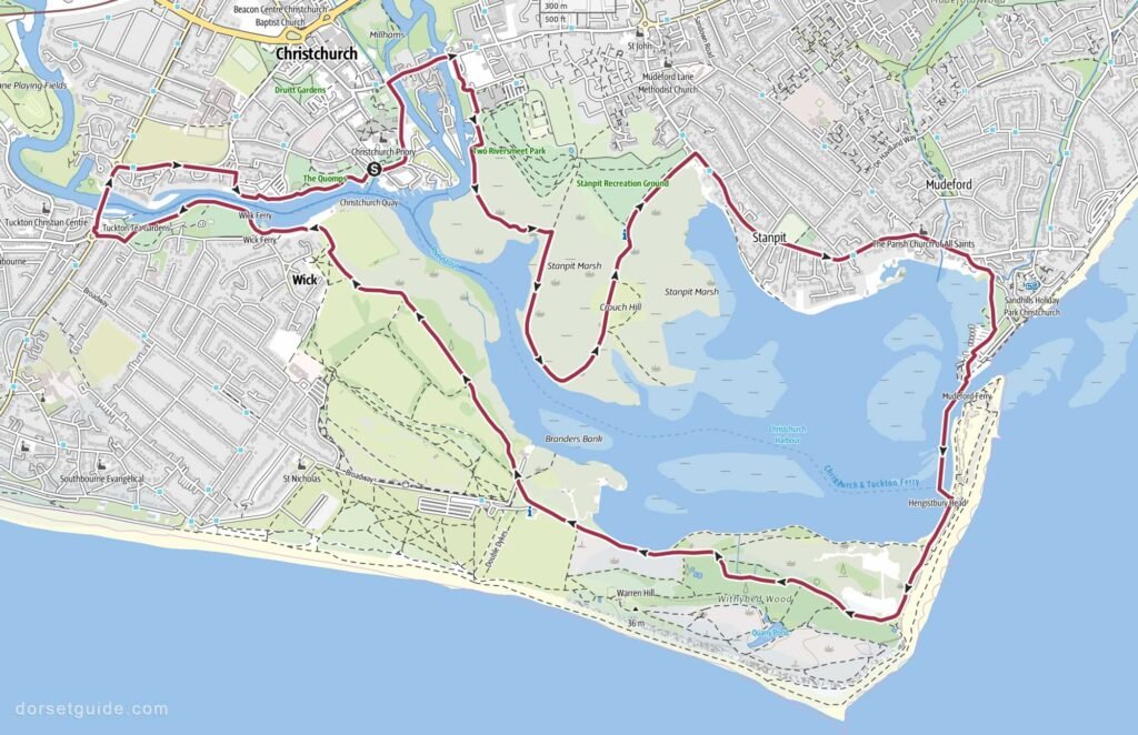 Christchurch Harbour Circular Walk Map