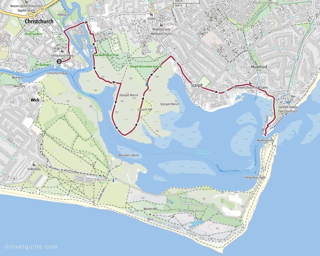 Christchurch Quay to Mudeford Quay Walk Map
