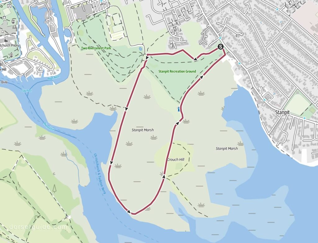Stanpit Marsh Circular Walk Map