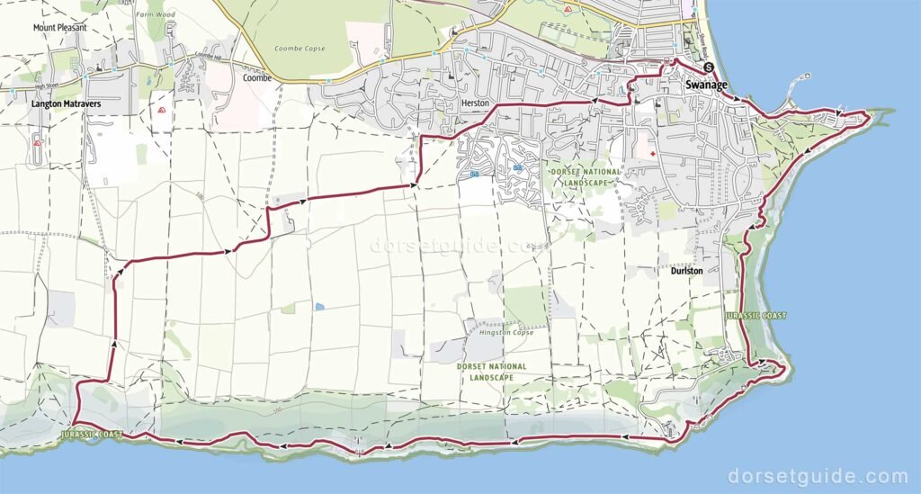 Swanage to Dancing Ledge Circular Walk Map
