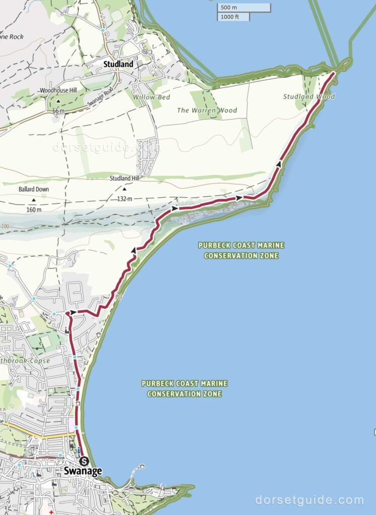 Swanage to Old Harry Rocks Walk Map