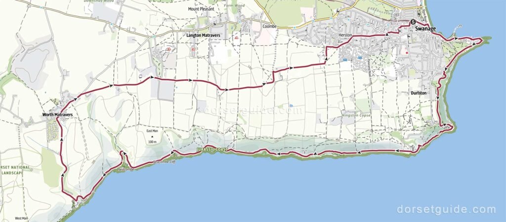 Swanage to Worth Matravers Circular Walk Map