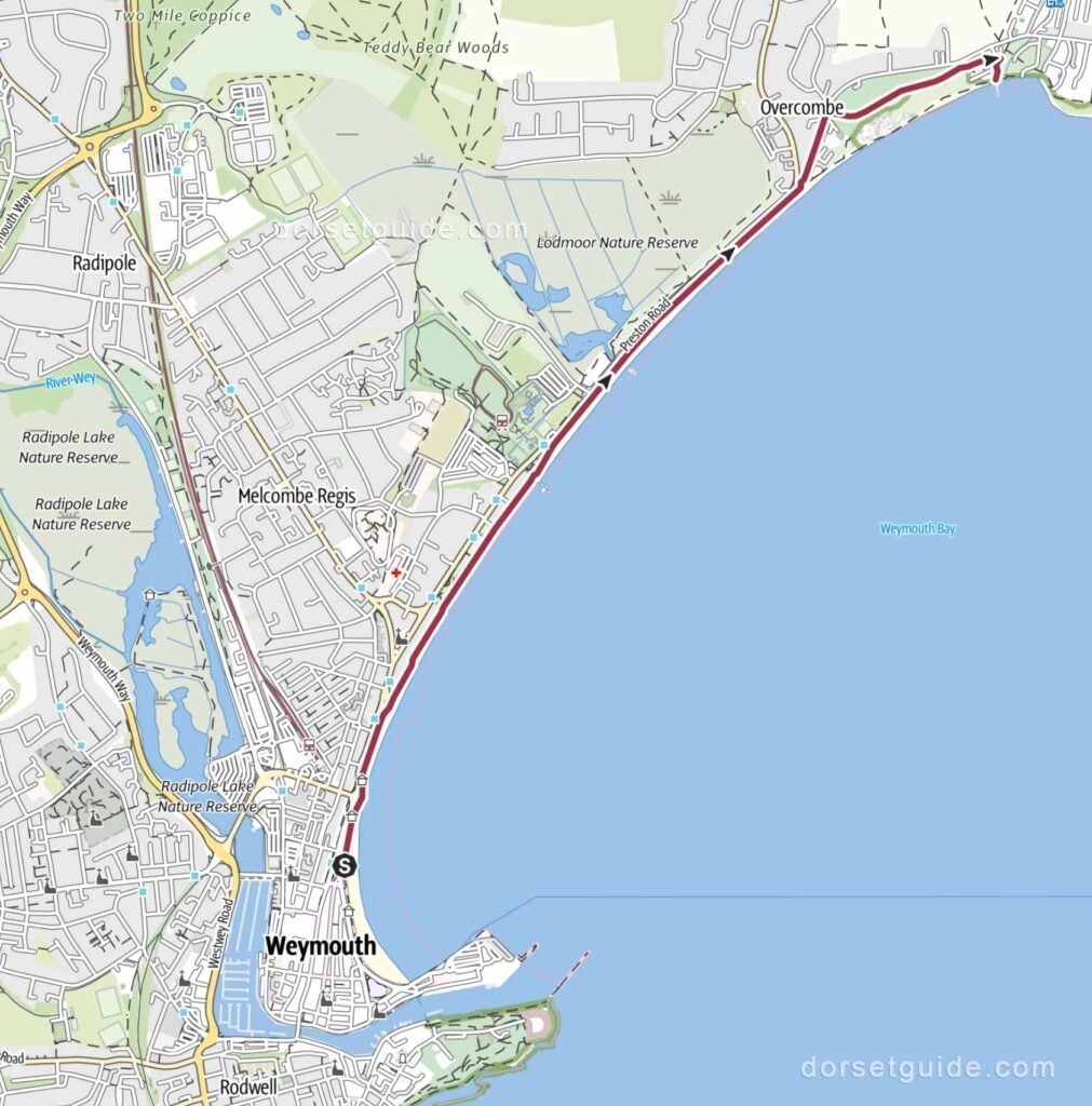 Weymouth (King's Statue) to Bowleaze Cove Walk Map